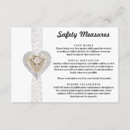 Cartão De Informações Medidas de Segurança Unicórnio Renda Branca