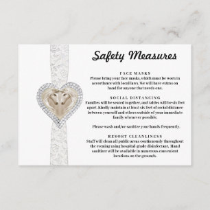 Cartão De Informações Medidas de Segurança Unicórnio Renda Branca