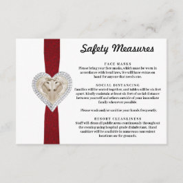 Cartão De Informações Medidas de Segurança Unicórnio Vermelho de Renda