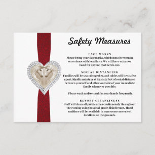 Cartão De Informações Medidas de Segurança Unicórnio Vermelho de Renda