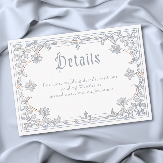 Cartão De Informações Medieval Fantasy Frame Blue Gold Etching Wedding (Medieval Fantasy Frame Blue Gold Etching Wedding Enclosure Card)