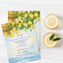 Cartão De Informações Mediterranean Lemon Watercolor Wedding Details