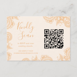 Cartão De Informações Mehndi Henna Wedding QR Code RSVP Enclosure Card