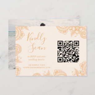 Cartão De Informações Mehndi Henna Wedding QR Code RSVP Enclosure Card