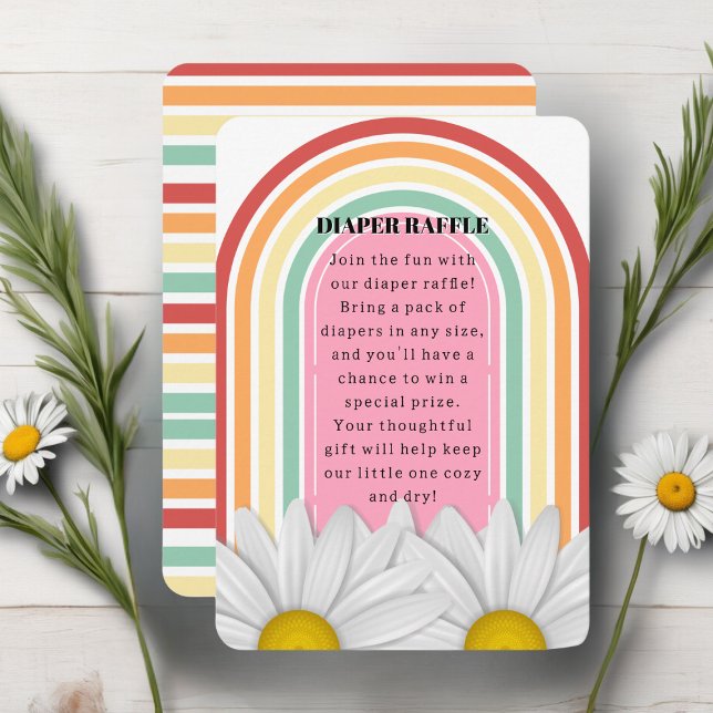 Cartão De Informações Meia Chá de fraldas de margarida retrô (Criador carregado)