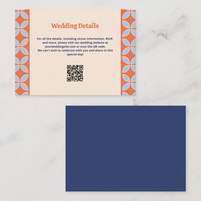 Cartão De Informações Meio século Retro Wedding (Frente/Verso)