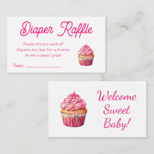 Cartão De Informações Meninas de Cupcake Rosa - Bilhete de Rifa de Frald