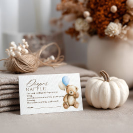 Cartão De Informações Menino Boho Urso de Pelúcia Sorteio de Fraldas Chá