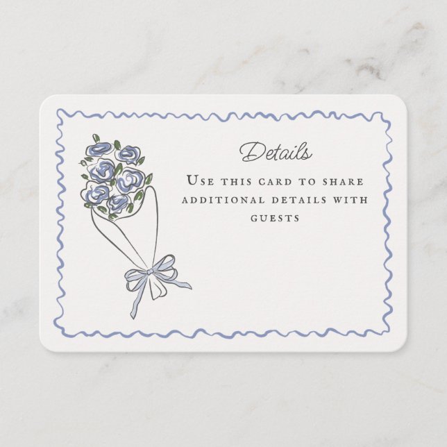 Cartão De Informações Mercado Flor Azul Novos Detalhes Florais Inserir (Frente)