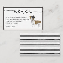 Merci French Bulldog Chá de fraldas Obrigado Enclo