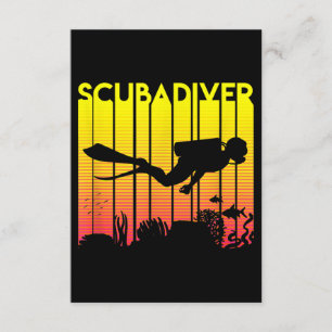 Cartão De Informações Mergulho Scuba Diver Silhouette Mergulhando Nadado
