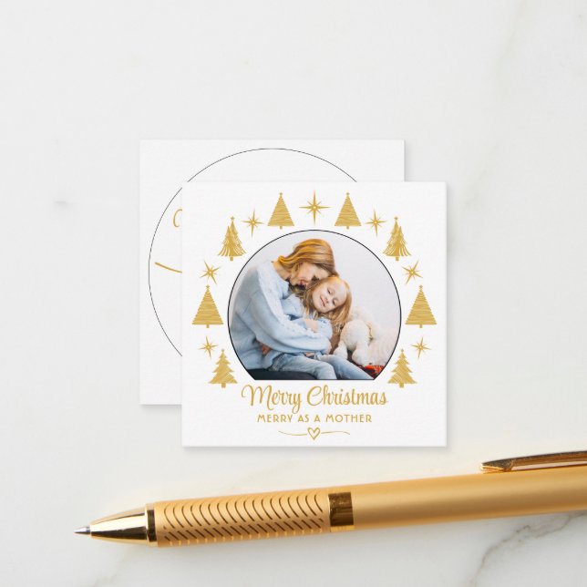 Cartão De Informações Merry Christmas Merry As A Mother White Gold Photo (Frente/Verso In Situ)
