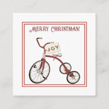 Merry Christmas Vintage Tricycle Joy Gift Tag