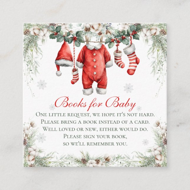 Cartão De Informações Merry Little Baby Shower Books For Baby (Frente)