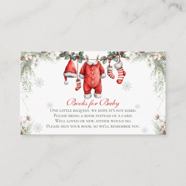 Cartão De Informações Merry Little Baby Shower Books For Baby (Frente)