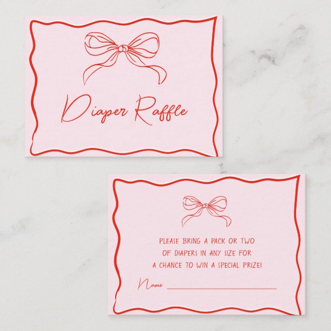 Cartão De Informações Merry Little Baby Shower Hand Drawn Diaper Raffle (Frente/Verso)