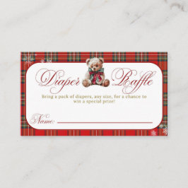 Cartão De Informações Merry Little Red Bow Christmas Plaid Diaper Raffle