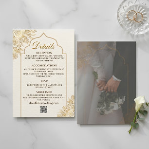 Cartão De Informações Mesquita Floral Dourada Elegância Muçulmana