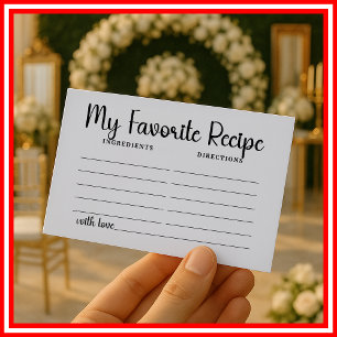 Cartão De Informações Meu Cardápio Favorito Chá de Noiva Casamento