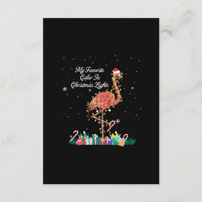Cartão De Informações Meu Favorito É Luzes De Natal Figurino Flamingo (Frente)