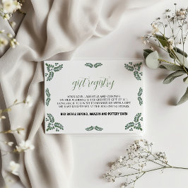 Cartão De Informações Mexican Talavera Green Floral Minimalist Wedding