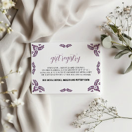 Cartão De Informações Mexican Talavera Purple Floral Minimalist Wedding