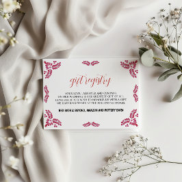 Cartão De Informações Mexican Talavera Red Floral Minimalist Wedding