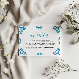 Cartão De Informações Mexican Talavera Turquoise Minimalist Wedding