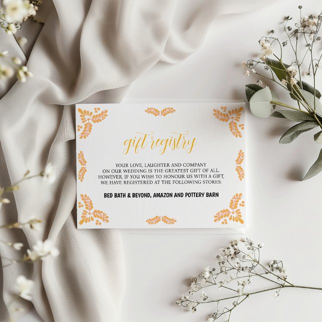 Cartão De Informações Mexican Talavera Yellow Floral Minimalist Wedding (Mexican Talavera Yellow Floral Minimalist Wedding Enclosure Card)