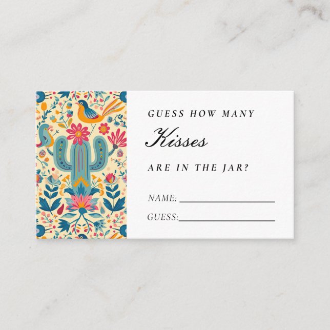 Cartão De Informações Mexicano Fiesta Quantos Kisses Chá de panela (Frente)