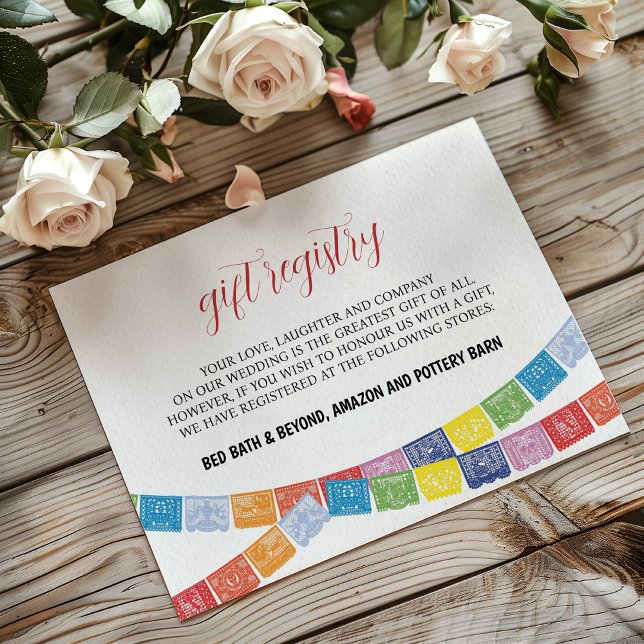 Cartão De Informações Mexicano Papel Picado Elegante Casamento Boda Colo (Mexican Papel Picado Elegant Colorful Boda Wedding Enclosure Card)