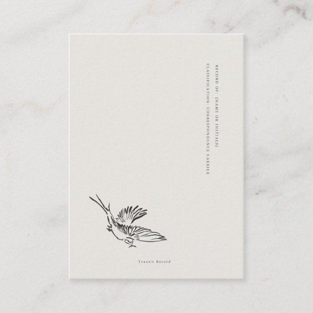 Cartão De Informações Migratory Swallow- Book Insert Enclosure Card (Frente)