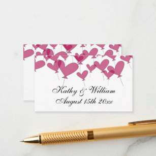 Cartão De Informações Mil balões de coração vermelho e um casamento dive