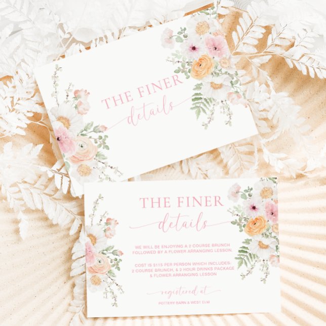 Cartão De Informações Millie Floral Chá de panela Details (Bridal Shower Finer Details Card)