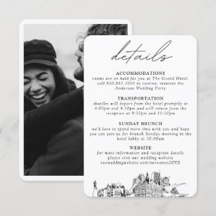 Cartão De Informações Milwaukee Wedding Detalhes Verticais
