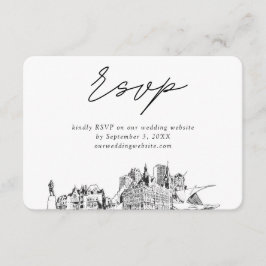 Cartão De Informações Milwaukee Wedding Minimalist Sketch RSVP