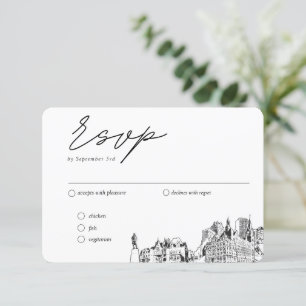 Cartão De Informações Milwaukee Wedding Tradicional RSVP Opções de Refei