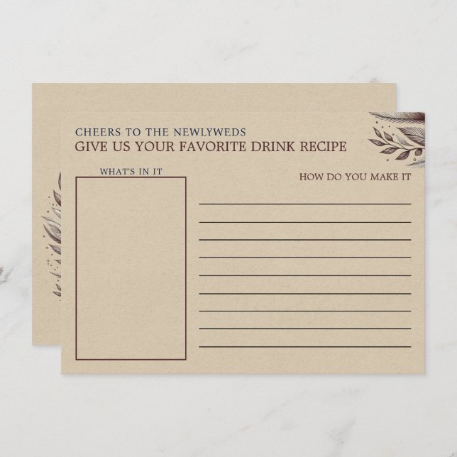 Cartão De Informações Mimosas & Matrimony Bridal Shower Drink Recipe (Frente/Verso)