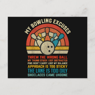 Cartão De Informações Minha Boliche Diz Ao Retro Vintage Funny Bowler Bo