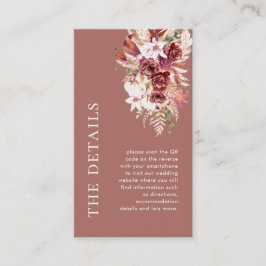 Cartão De Informações Mini Dusty Rosewood QR Wedding Details
