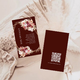 Cartão De Informações Mini QR Code Terracotta Boho Wedding Details