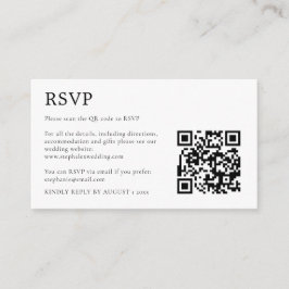 Cartão De Informações MINI RSVP de código QR preto e branco simples