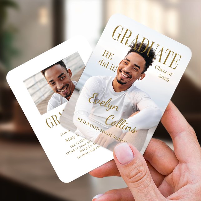 Cartão De Informações Mini Timeless Magazine Cover Photo Grad invitation (Mini Timeless Magazine Cover Photo Grad invitation)