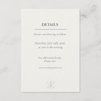 Cartão De Informações Minimal Coastal Sand Dollar Wedding