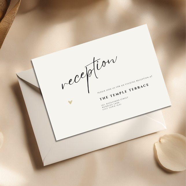 Cartão De Informações Minimal Elegant Calligraphy Typo Wedding  (Minimalist reception invitation for wedding. Change name, venue and date.)