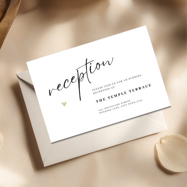 Cartão De Informações Minimal Elegant Calligraphy Typo Wedding  (Elegant Wedding Reception enclosure card)
