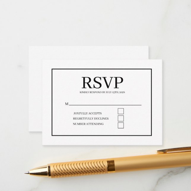 Cartão De Informações Minimal Elegant Wedding RSVP Card (Frente/Verso In Situ)