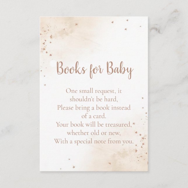 Cartão De Informações Minimal Heart Books for Baby Card – Blush Pink (Frente)