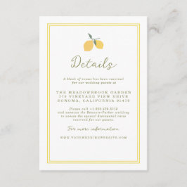 Cartão De Informações Minimal Lemon Amalfi Coast Wedding Details Card