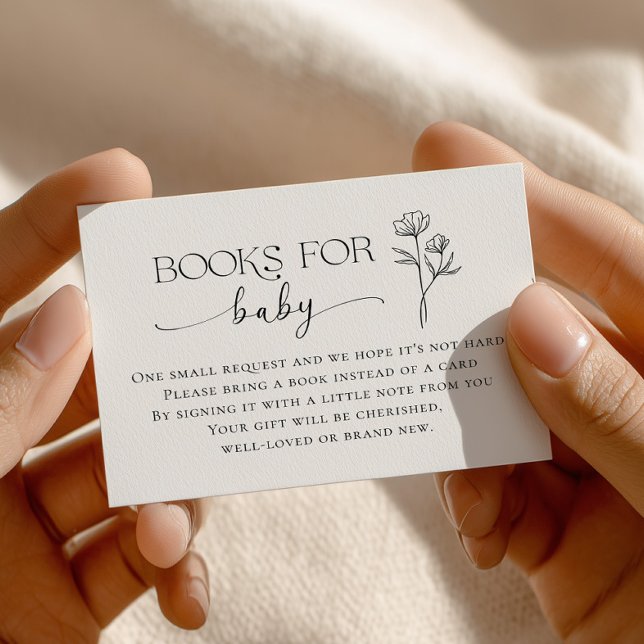 Cartão De Informações Minimal Line Art Baby Shower Books for Baby (Criador carregado)